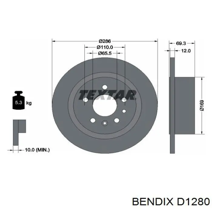 Колодки гальмівні передні, дискові D1280 Jurid/Bendix