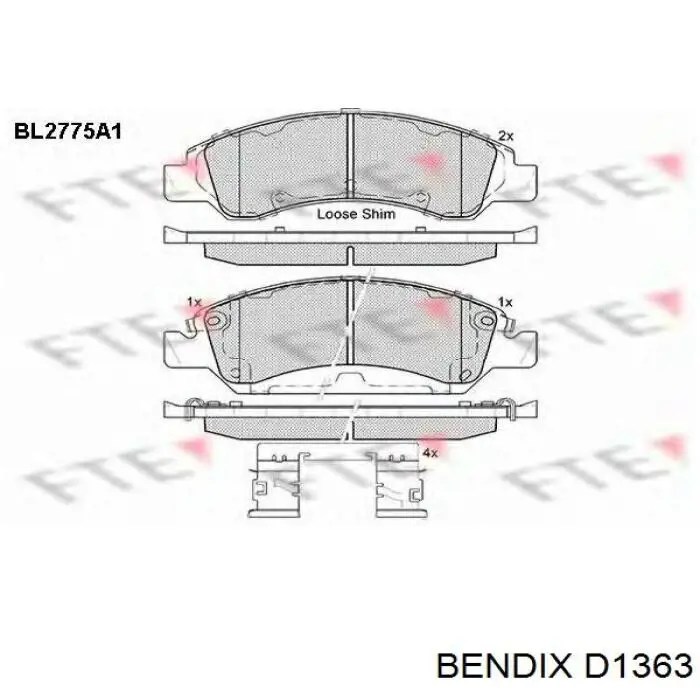 D1363 Jurid/Bendix колодки гальмівні передні, дискові