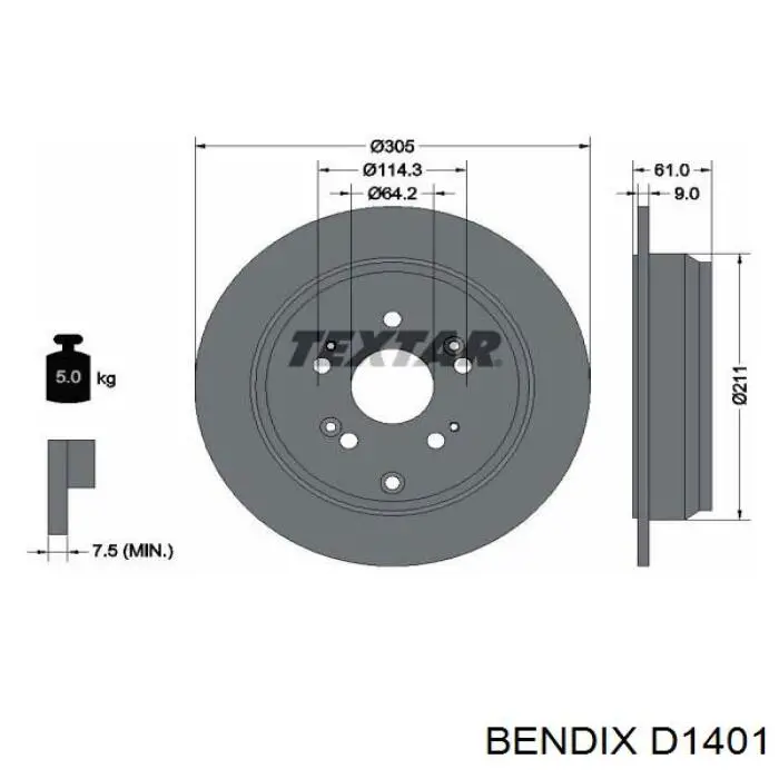 Передні тормозні колодки D1401 Jurid/Bendix