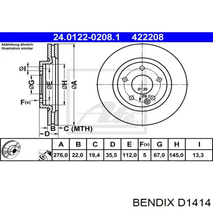 D1414 Jurid/Bendix колодки гальмівні передні, дискові