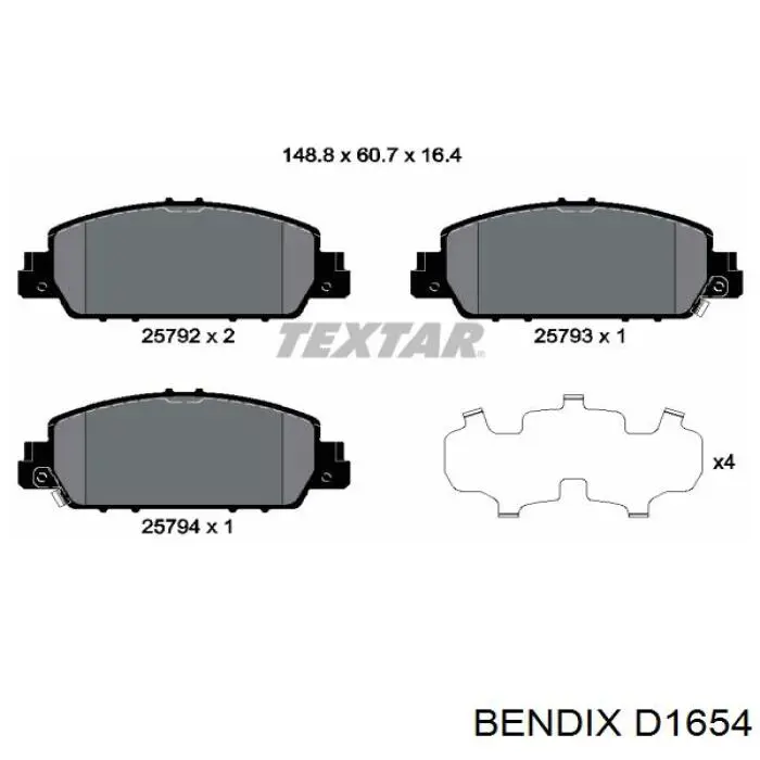 Купити D1654 Jurid/Bendix Колодки гальмівні передні, дискові
