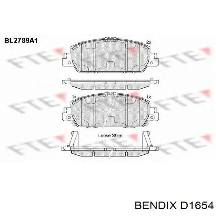 Передні тормозні колодки D1654 Jurid/Bendix