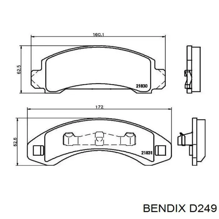 Колодки гальмівні передні, дискові D249 Jurid/Bendix