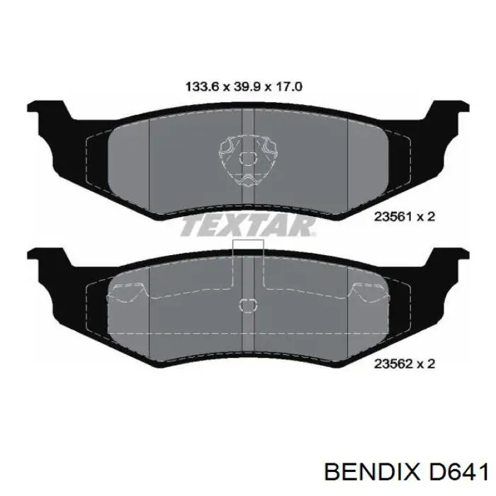 D641 Jurid/Bendix колодки гальмові задні, дискові