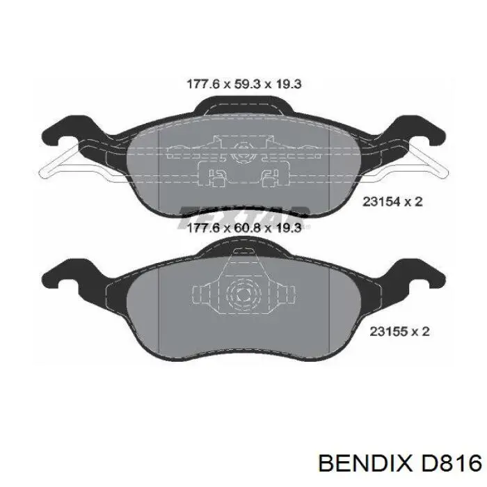 D816 Jurid/Bendix колодки гальмівні передні, дискові