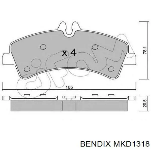 Задні гальмівні колодки Jurid/Bendix MKD1318 ціна, від 24.66 USD