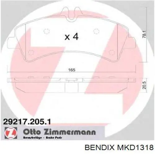 MKD1318 Jurid/Bendix Колодки гальмівні задні, дискові
