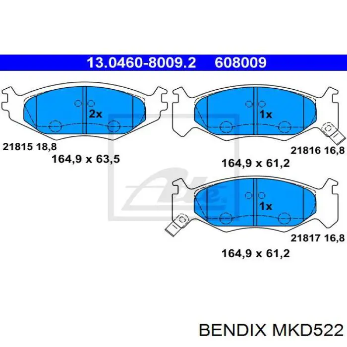 MKD522 Jurid/Bendix колодки гальмівні передні, дискові