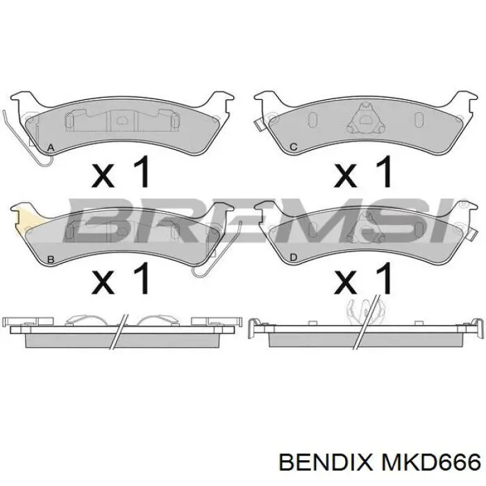 MKD666 Jurid/Bendix колодки гальмові задні, дискові