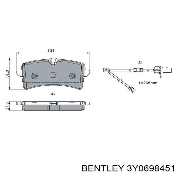 3Y0698451 Bentley Колодки гальмівні задні, дискові