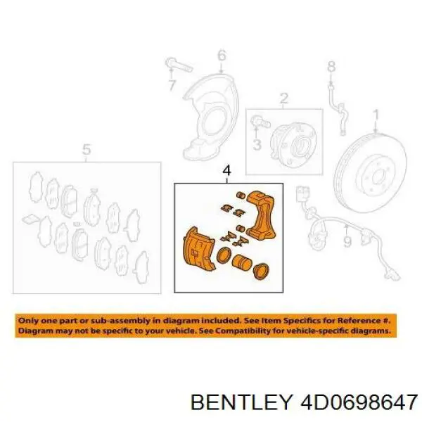 Ремкомплект переднього супорту 4D0698647 Bentley