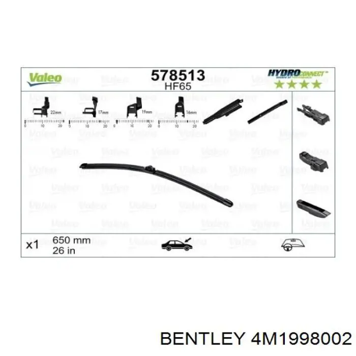 Щітка-двірник лобового скла, комплект з 2-х шт. Bentley 4M1998002 ціна, від 36.28 USD