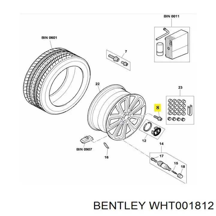 Колісний болт Bentley WHT001812 ціна, від 1.38 USD