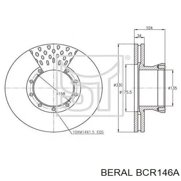 Купити BCR146A Beral Диск заднього гальма