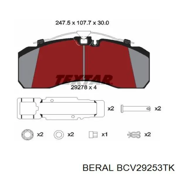 Колодки гальмові задні, дискові BCV29253TK Beral