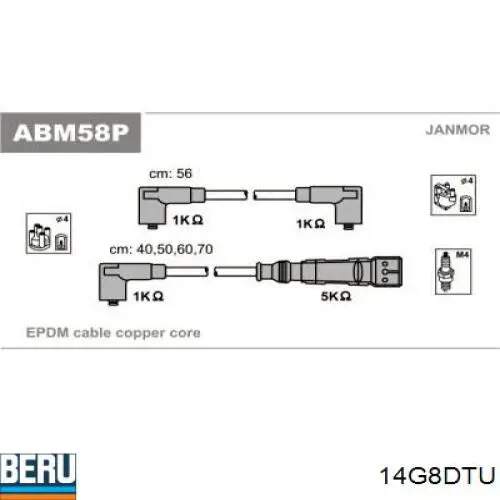 Свічки запалювання 14G8DTU Beru