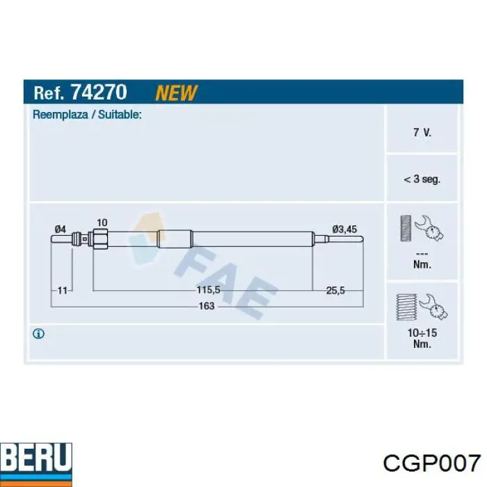 CGP007 Beru Свічки розжарювання