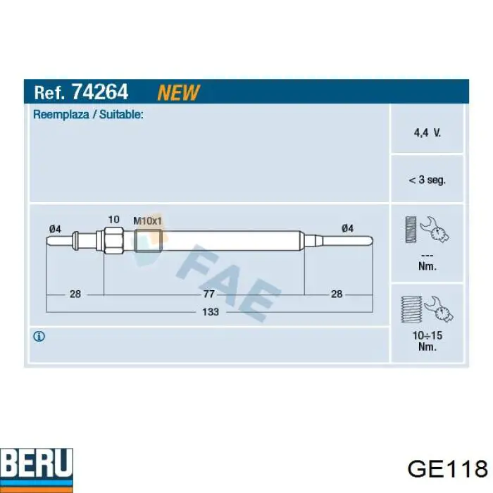 Свічка накалу GE118 Beru