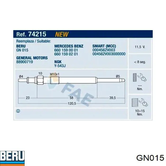 Свіча накалу Beru GN015 ціна, від 11.31 USD