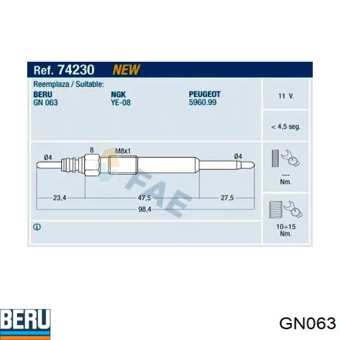 Свічки запалювання Beru GN063