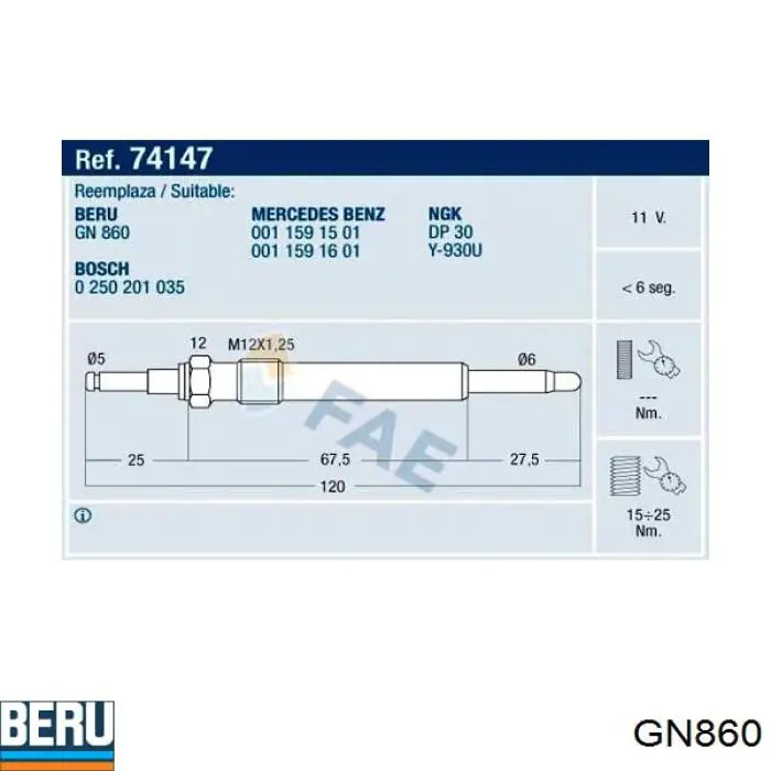 Свічка накалу GN860 Beru