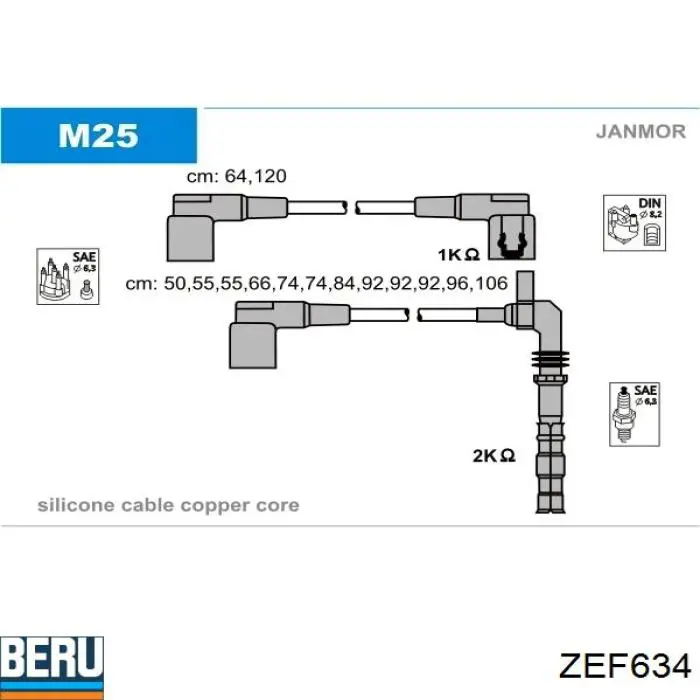 Дроти запалювання Beru ZEF634 ціна, від 148.49 USD
