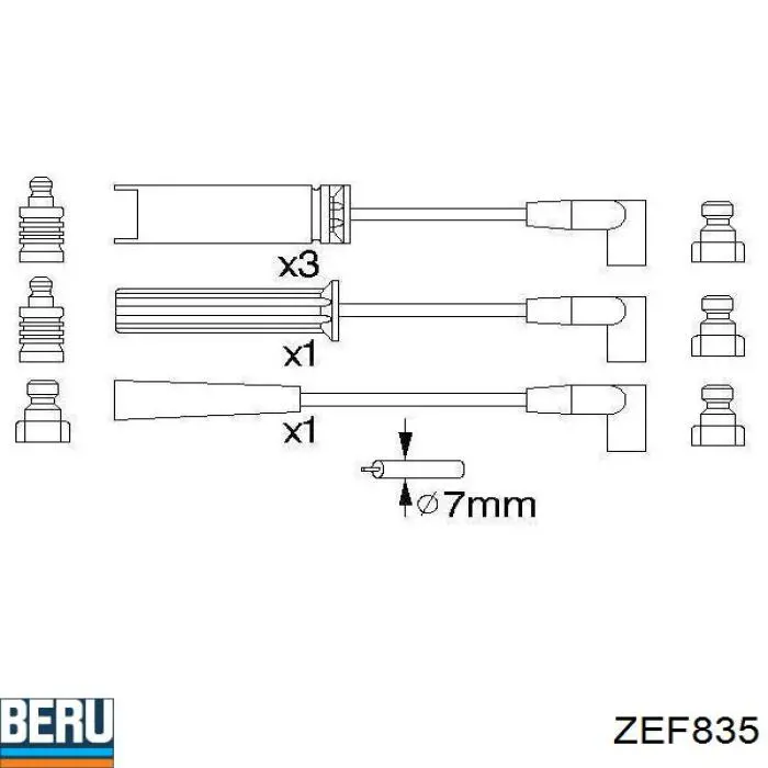 ZEF835 Beru Дріт високовольтні, комплект