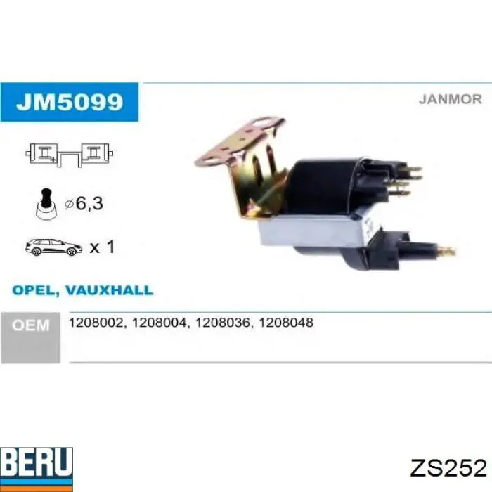ZS252 Beru Котушка запалювання