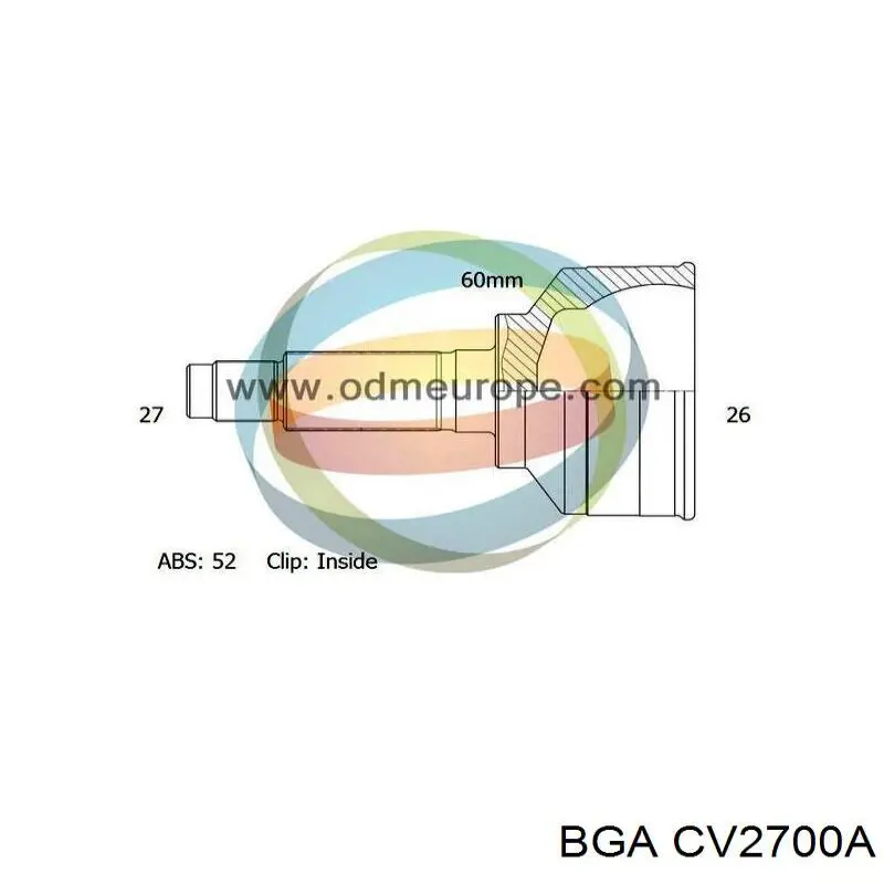 CV2700A BGA шрус зовнішній передній, лівий