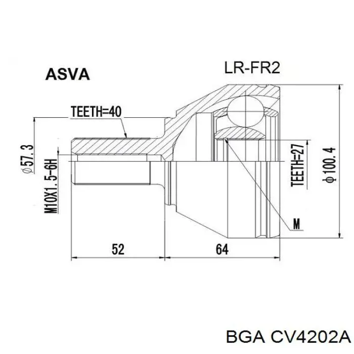 ШРУС зовнішній передній/задній CV4202A BGA