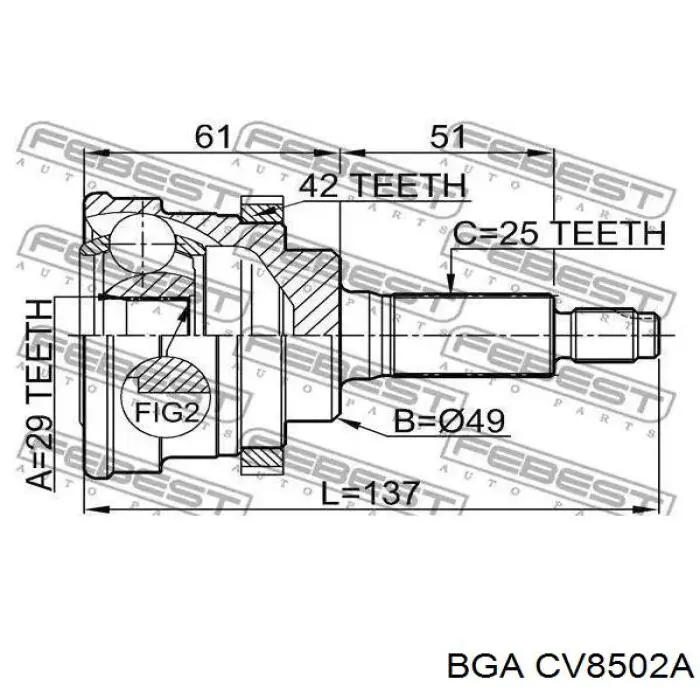 Купити CV8502A BGA Шарнір приводу зовнішній