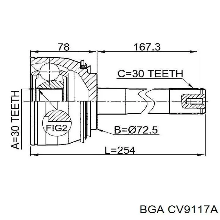 ШРУС зовнішній передній CV9117A BGA