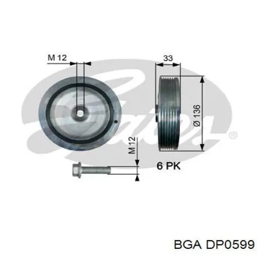 Шків колінвала (демпфер ) BGA DP0599 ціна, від 26.78 USD