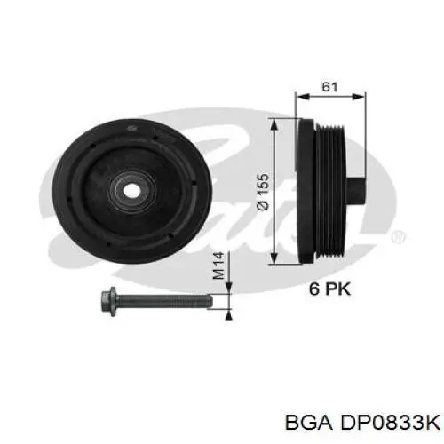 Шків колінвала (демпфер ) BGA DP0833K ціна, від 84.08 USD