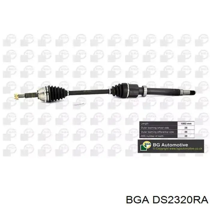 Піввісь передня, права BGA DS2320RA ціна, від 107.69 USD