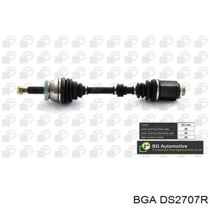 Піввісь передня, права BGA DS2707R ціна, від 114.87 USD