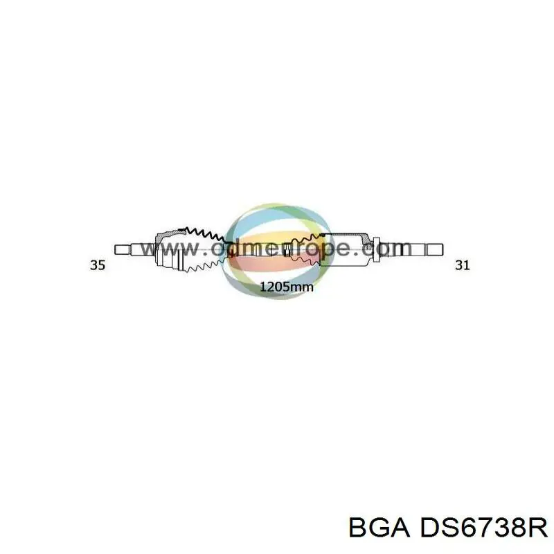 Піввісь передня, права BGA DS6738R ціна, від 121.87 USD