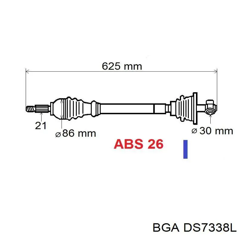 Піввісь (привід) передня, ліва DS7338L BGA