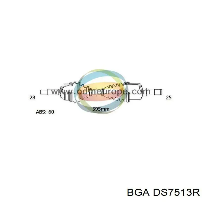 Піввісь (привід) передня, права DS7513R BGA