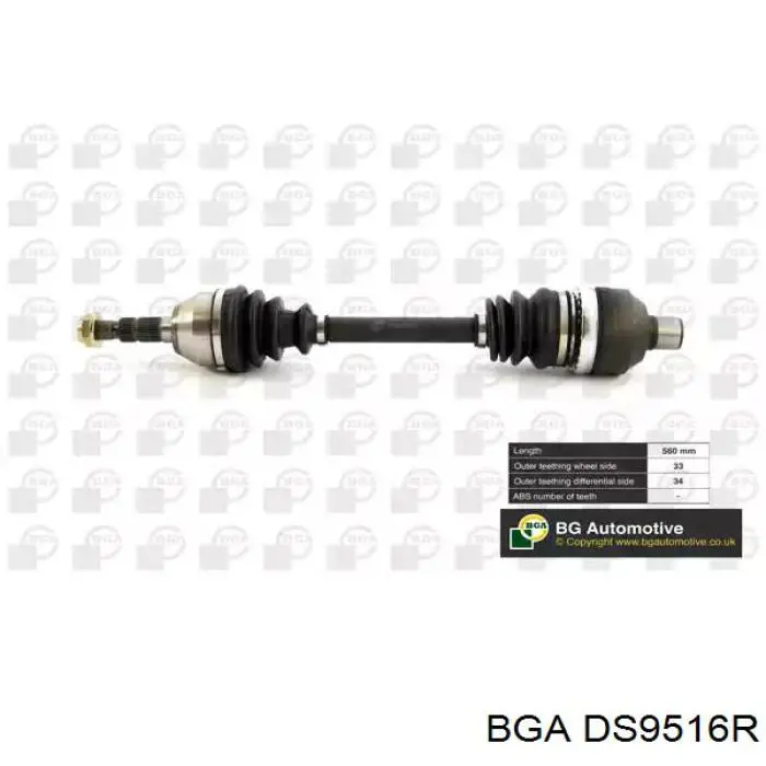 Піввісь передня, права BGA DS9516R ціна, від 81.59 USD