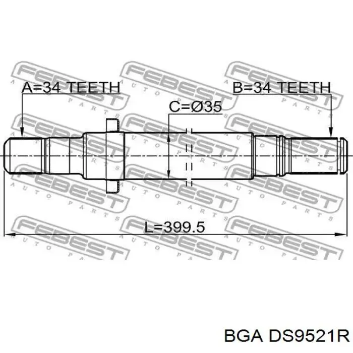 Піввісь передня, права BGA DS9521R ціна, від 103.07 USD
