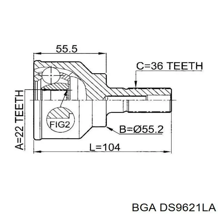 Привід передній лівий BGA DS9621LA ціна, від 76.01 USD