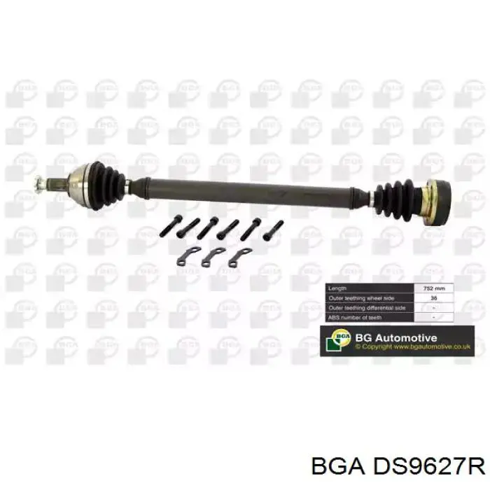 Піввісь передня, права BGA DS9627R ціна, від 81.80 USD