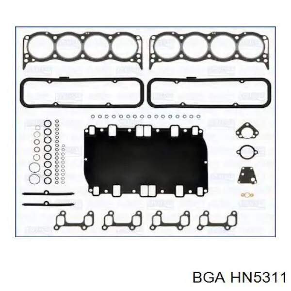 Комплект прокладок двигуна, верхній HN5311 BGA