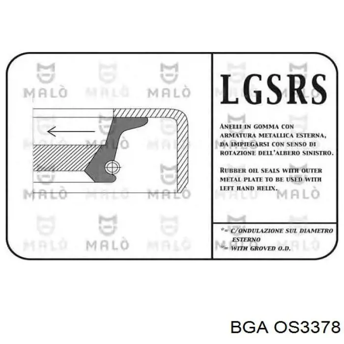 Купити OS3378 BGA Сальник колінвала задній