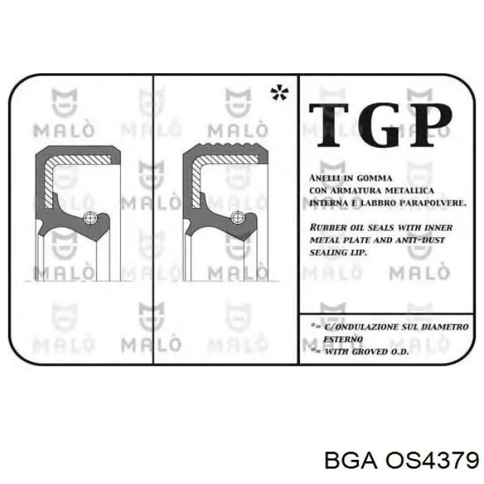 Сальник двигуна, распредвала OS4379 BGA