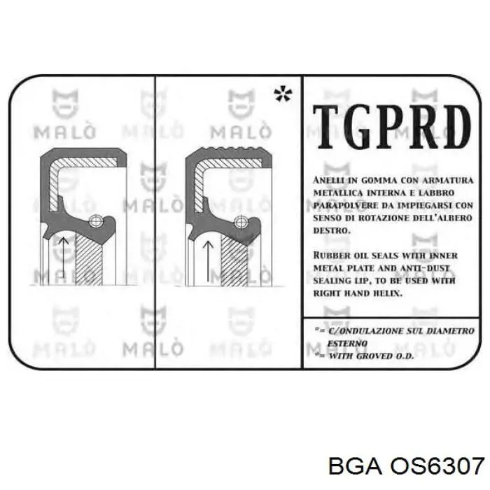 Сальник двигуна, распредвала BGA OS6307 ціна, від 3.74 USD