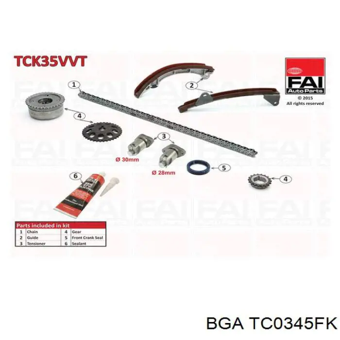 TC0345FK BGA Ланцюг ГРМ, комплект