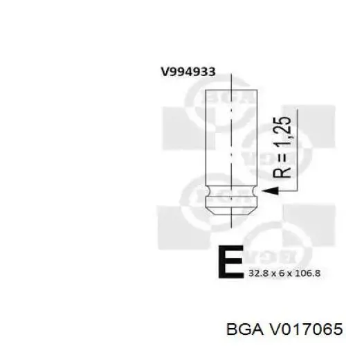 Клапан впускний BGA V017065 ціна, від 5.52 USD