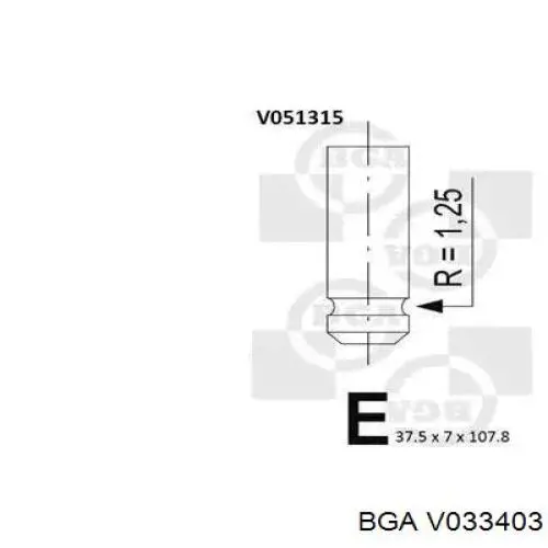 V033403 BGA клапан впускний